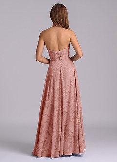 Azazie Tessie Bridesmaid Dresses Rosette A-Line Pleated Floral Burnout Dress image2