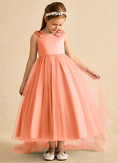 Azazie Lorita Flower Girl Dresses Sunset A-Line Beaded Tulle Dress image5