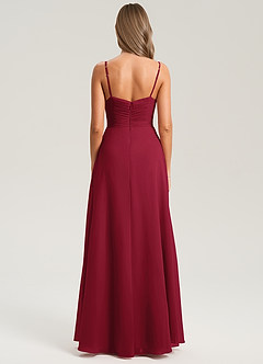 Azazie Terese Bridesmaid Dresses Burgundy A-Line Pleated Chiffon Dress image2