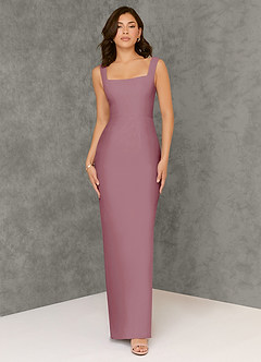 Azazie Flori Bridesmaid Dresses Vintage Mauve Sheath Square Neckline Chiffon Dress image1