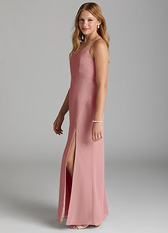 Azazie Becca Junior Robe Sirène en Mousseline de soie Rose Poussiéreuse image6