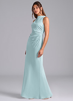 Azazie Evadne Bridesmaid Dresses Mist A-Line Pleated Chiffon Dress image1