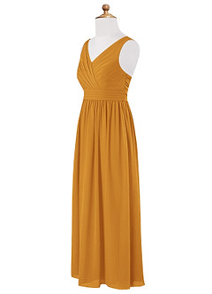 Azazie Kora Junior Butterscotch A-Line Pleated Chiffon Dress image7