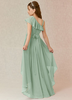 Azazie Mango Junior Abito A-Line in Chiffon Increspato Agave image1