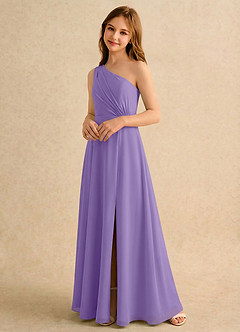 Azazie Puddles Girls Formal Sukienki dla dziewczynek sypiących kwiaty Linia A Jedno ramię Szyfon Długość podłogi Sukienka image4