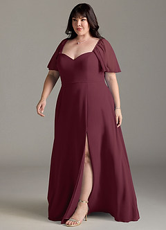 Azazie Chloe Bridesmaid Dresses Cabernet A-Line Sweetheart Neckline Chiffon Dress image11