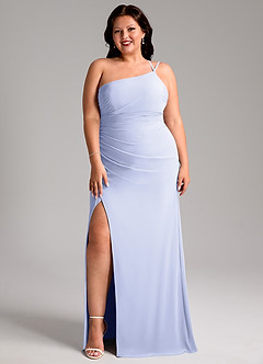 Azazie Eren Bridesmaid Dresses Lavender Sheath One Shoulder Chiffon Dress image10