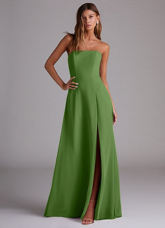 Azazie Wren Robes de demoiselle d'honneur Robe Trapèze Convertible en Mousseline de soie Fente Latérale Basilic image5