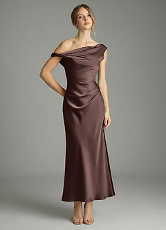 Azazie Emerson Vestidos de damas de honor Vestido de Ganache de Satén Elástico de Corte Sirena con Vestidos sin tirantes image1