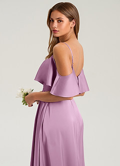 Azazie Jean Jurken voor bruidsmeisjes Jurk van Stretch Satijn met A-Lijn Off the Shoulder Blauweregen image7