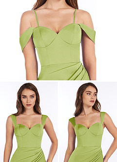 Azazie Mila Final Sale Agave Sheath Sweetheart Neckline Stretch Satin Convertible Dress image5