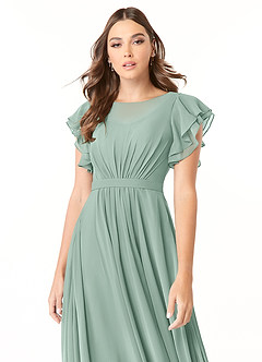 Azazie Daphne Modest Bridesmaid Dresses A-Line Ruffled Chiffon Floor-Length Dress image4