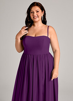 Azazie Calianna Bridesmaid Dresses Grape A-Line Off the Shoulder Chiffon Convertible Dress image11