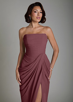 Azazie Nyra Bridesmaid Dresses Sangria Sheath Corset Chiffon Dress image5