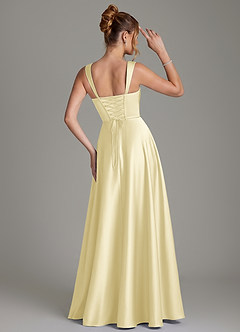 Azazie Azaria Brautjungfernkleider A-Linie Korsett Stretch-Satin Kleid Zitronensorbet image5