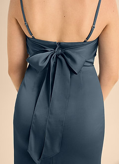Azazie Mai Junior Robe Trapèze en Satin extensible Encolure en Forme de Cœur Violet Crépusculaire image6