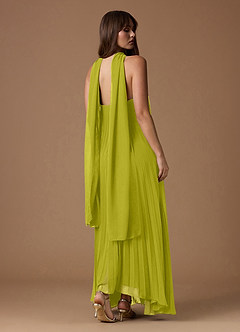Nahla Lemon Green Allover Pleated Maxi Dress image3