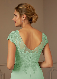 Azazie Terrano Mother of the Bride Dresses Dusty Sage A-Line Scoop Lace Dress image5