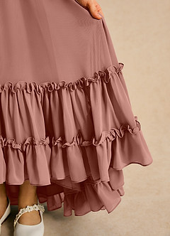 Azazie Kass Flower Girl Dresses Cedar Rose A-Line Pleated Chiffon Dress image7