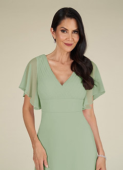 Azazie Alessa Mother of the Bride Dresses Dusty Sage A-Line V-Neck Pleated Chiffon Dress image8