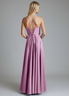 Azazie Alaia Final Sale Wisteria A-Line Corset Stretch Satin Dress image3