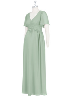 Azazie Verna Brautjungfernkleider für Schwangere A-Linie V-Hals Gerüscht Chiffon Bodenlänge Kleid image9
