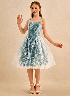 Azazie Cubbie Girls Formal Blumenmädchenkleider A-Linie Spitze Kleid Kiefer image5