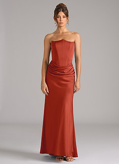 Azazie Debby Bridesmaid Dresses Rust Mermaid Strapless Stretch Satin Convertible Dress image5