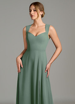Azazie Gwendolyn Bridesmaid Dresses Eucalyptus A-Line Sweetheart Neckline Chiffon Dress image6