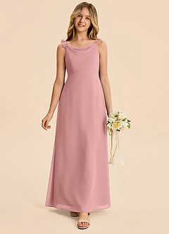 Azazie Gumdrop Junior Dusty Rose Empire Pleated Chiffon Dress image3