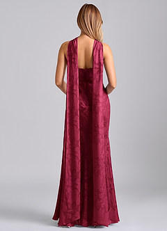 Azazie Kinsley Final Sale Burgundy Mermaid Pleated Floral Burnout Dress image2