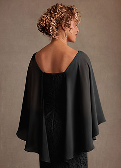 Azazie Meridian Mother of the Bride Dresses Black Sheath Pleated Lace Dress image6