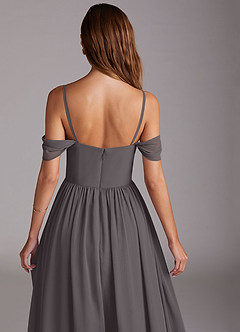 Azazie Calianna Bridesmaid Dresses Steel Grey A-Line Off the Shoulder Chiffon Convertible Dress image9