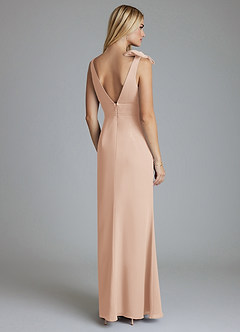 Azazie Taro Final Sale English Rose Sheath Bow Chiffon Dress image2