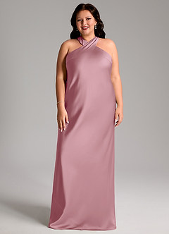Azazie Doretta Bridesmaid Dresses Vintage Mauve Mermaid Pleated Stretch Satin Dress image1