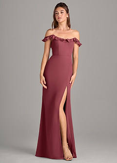 Azazie Callie Bridesmaid Dresses Merlot Mermaid Side Slit Chiffon Convertible Dress image7