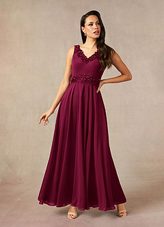 Azazie Devana Mère de la mariée Robes Robe Trapèze en Mousseline de soie Sequins Bourgogne image3