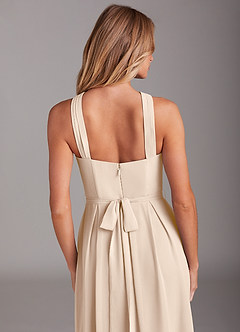 Azazie Dixie Bridesmaid Dresses White Alabaster A-Line Halter Pleated Chiffon Dress image6