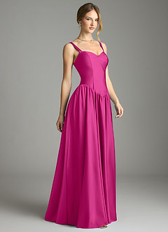 Azazie Evadina Vestidos de damas de honor Vestido de Fucsia de Satén Elástico de Corte en A con Corsé image4