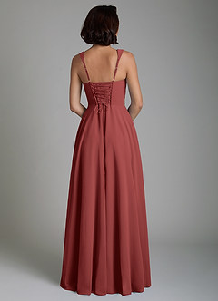 Azazie Azaria Bridesmaid Dresses Terracotta A-Line Corset Chiffon Dress image6