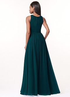 Azazie Harper Bridesmaid Dresses Pine A-Line Pleated Chiffon Dress image2