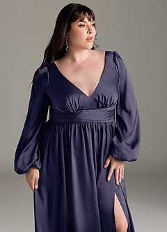 Azazie Norah Brautjungfernkleider A-Linie Stretch-Satin Kleid Sturm image12
