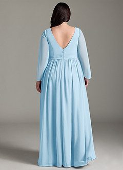 Azazie Teton Maternity Bridesmaid Dresses A-Line Long Sleeve Chiffon Floor-Length Dress image8