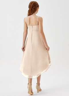 Azazie Mariam Junior White Alabaster A-Line Pleated Chiffon Dress image6