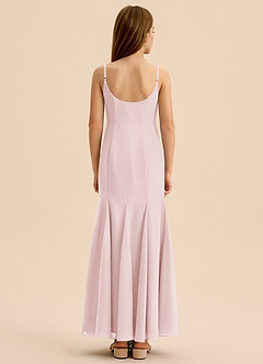 Azazie Evey Junior Vestido de Rosa Rubor de Gasa de Corte Sirena con Plisado image2