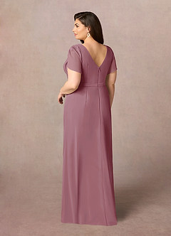 Azazie Marianne Mother of the Bride Dresses Vintage Mauve Sheath V-Neck Pleated Chiffon Dress image9