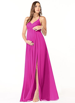 Azazie Annabelle Abiti da damigella d'onore premaman Abito A-Line con Scollo a V a Pieghe Maglia Floor-Length image1
