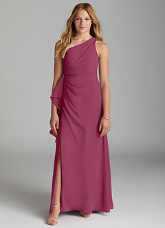 Azazie Maive Junior Mulberry A-Line Pleated Chiffon Dress image2
