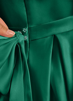 Azazie Pearl Abiti da Ragazza di Fiori Abito Principessa in Raso Opaco Plissettato Smeraldo image9