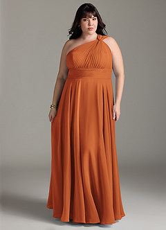 Azazie Charlize Bridesmaid Dresses Cinnamon A-Line One Shoulder Chiffon Dress image7
